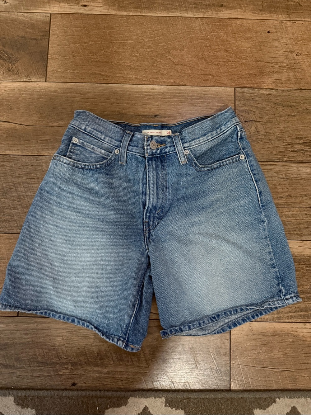 Levi's Medium Blue High-Rise Denim Shorts